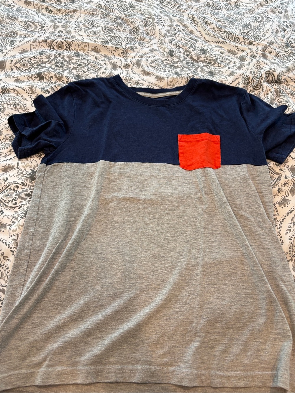 Eddie Bauer Navy, Gray & Red Colorblock Short Sleeve Tee